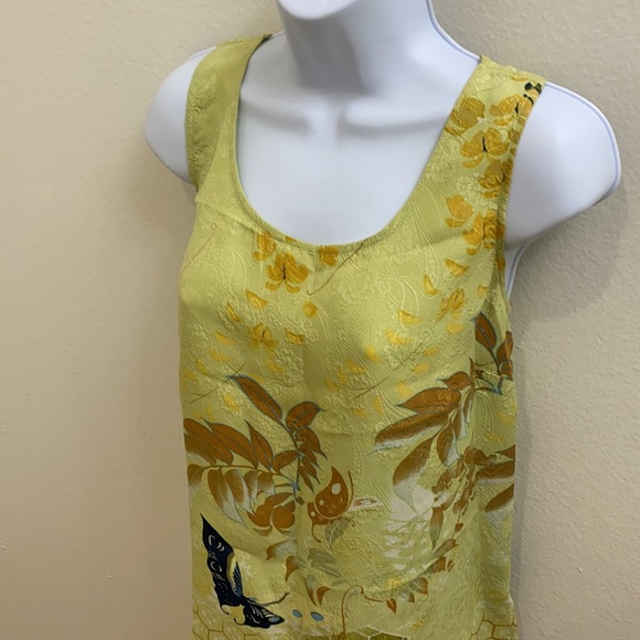 Citron Silk Butterfly Print Sleeveless Top m - Picture 3 of 5